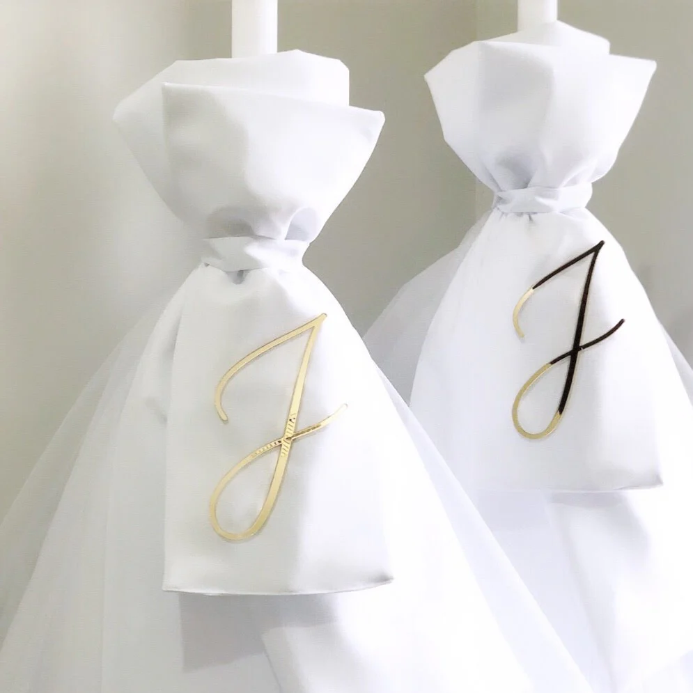 Orthodox Christening/Wedding Layered Fabric Candle | Lambatha - Image 3