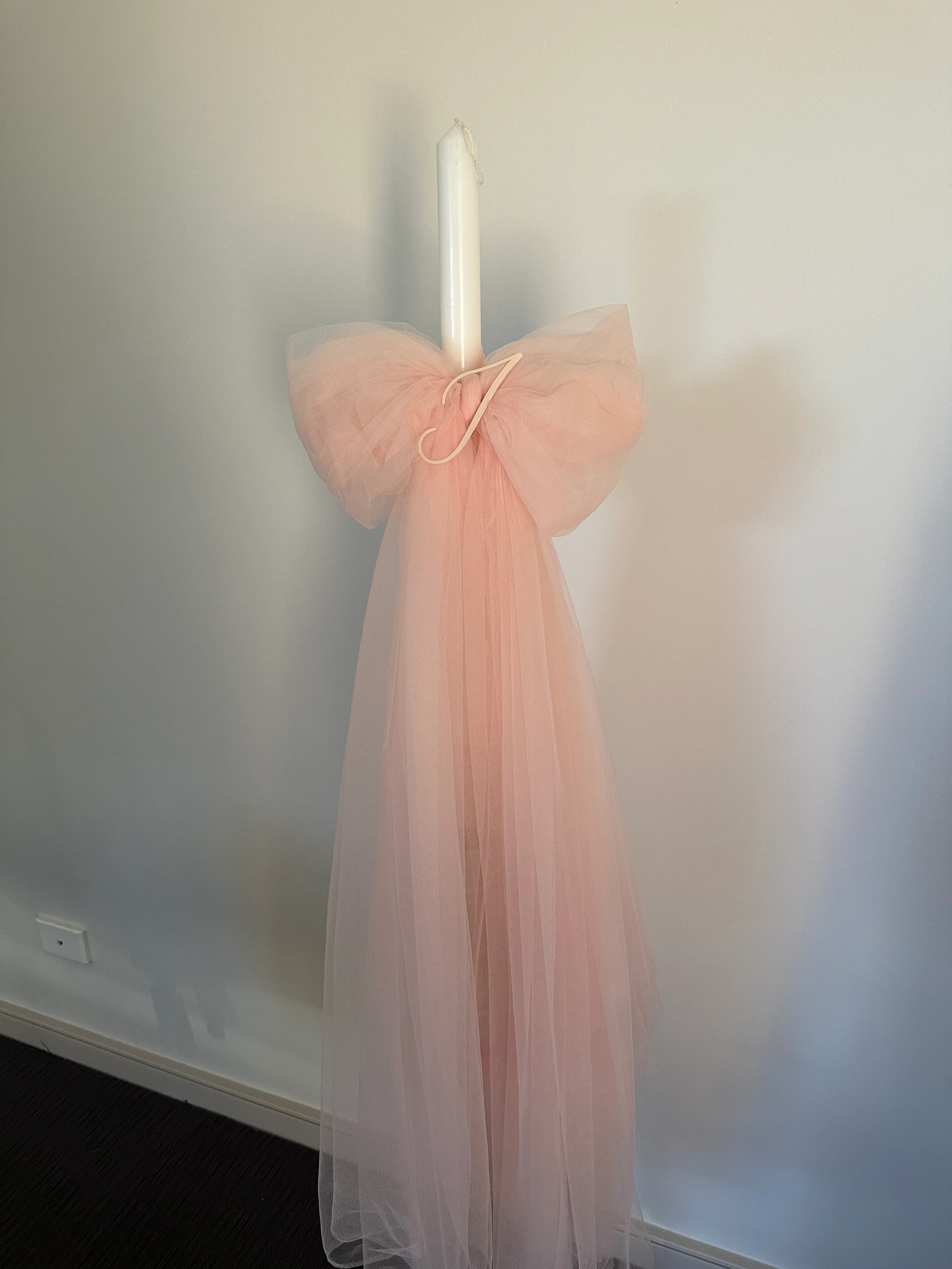 Orthodox Christening/Wedding Tulle Bow Candle | Lambatha - Image 3