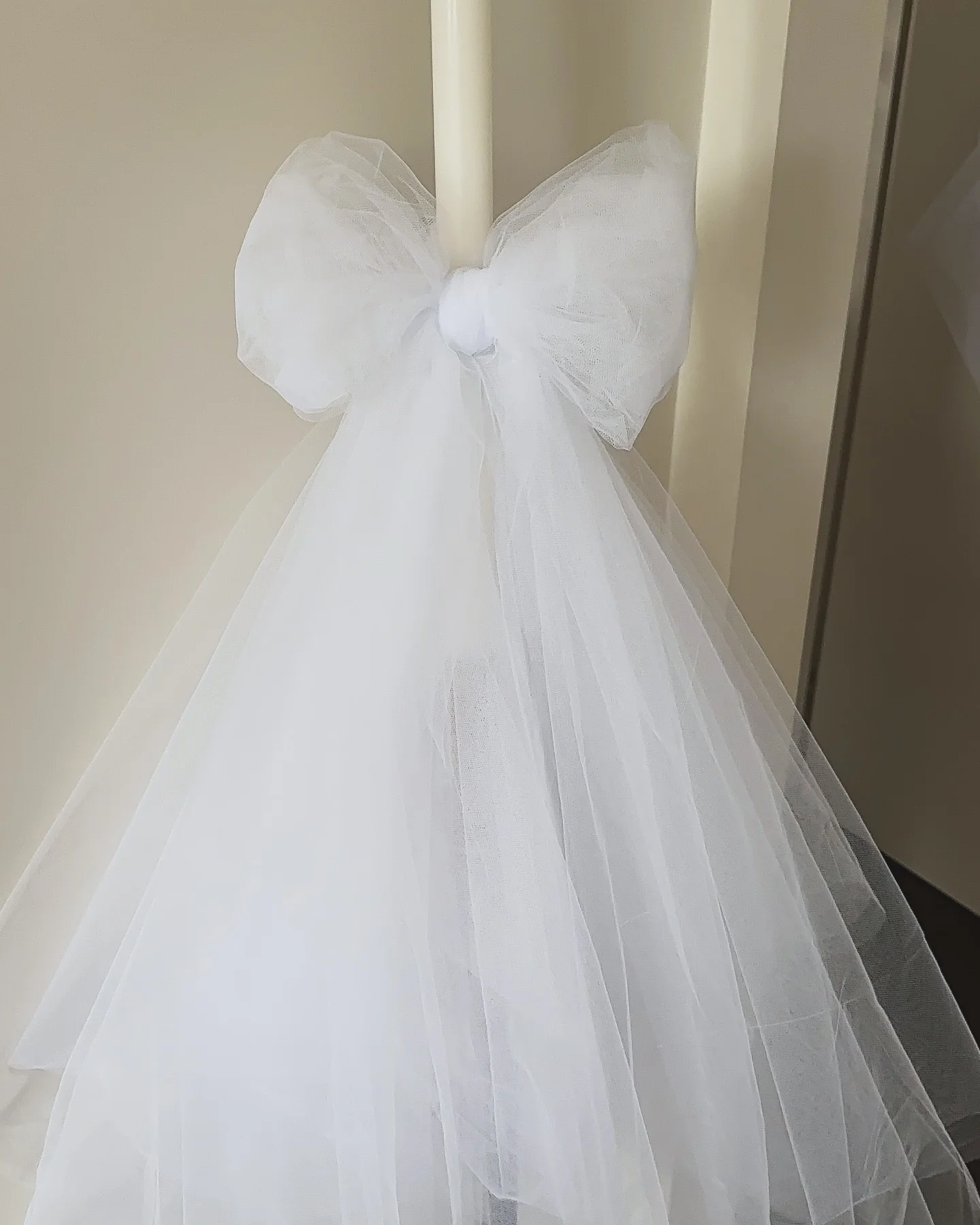 Orthodox Christening/Wedding Tulle Bow Candle | Lambatha - Image 4