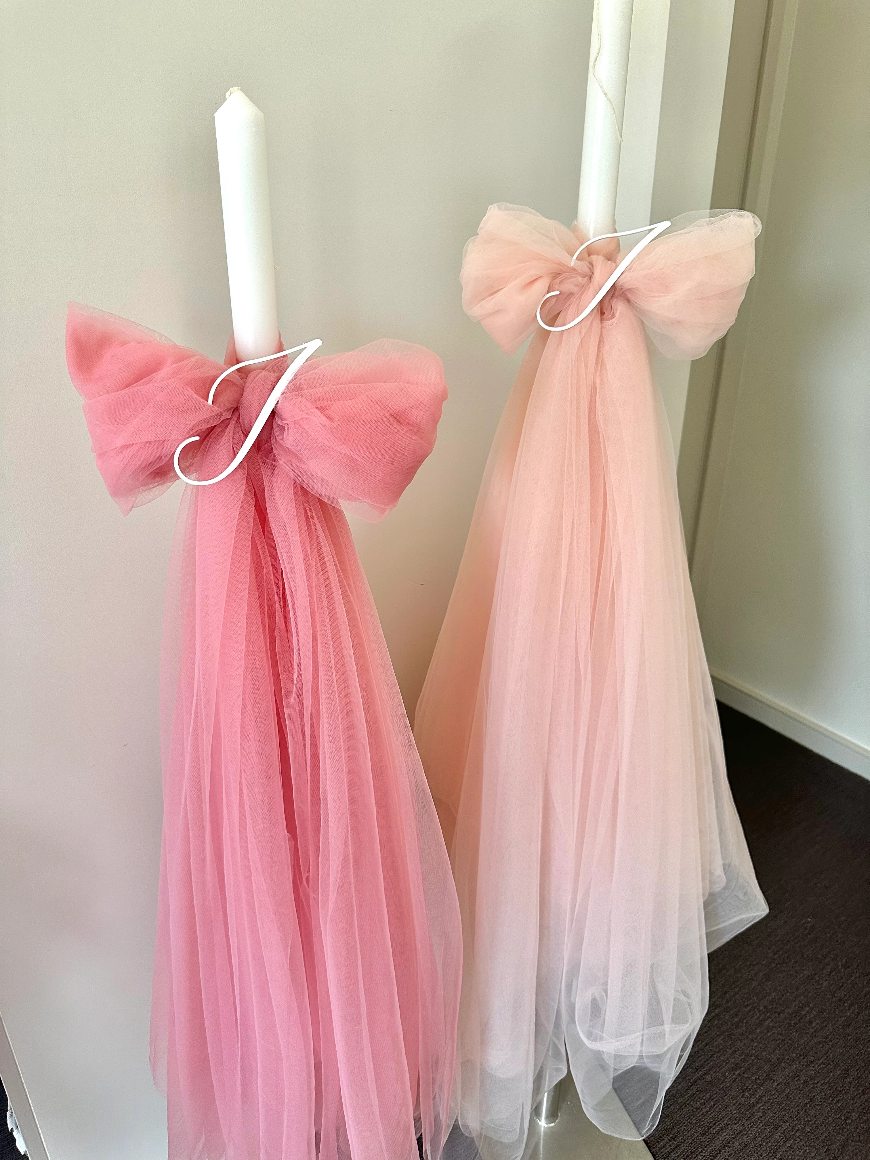 Orthodox Christening/Wedding Tulle Bow Candle | Lambatha - Image 5