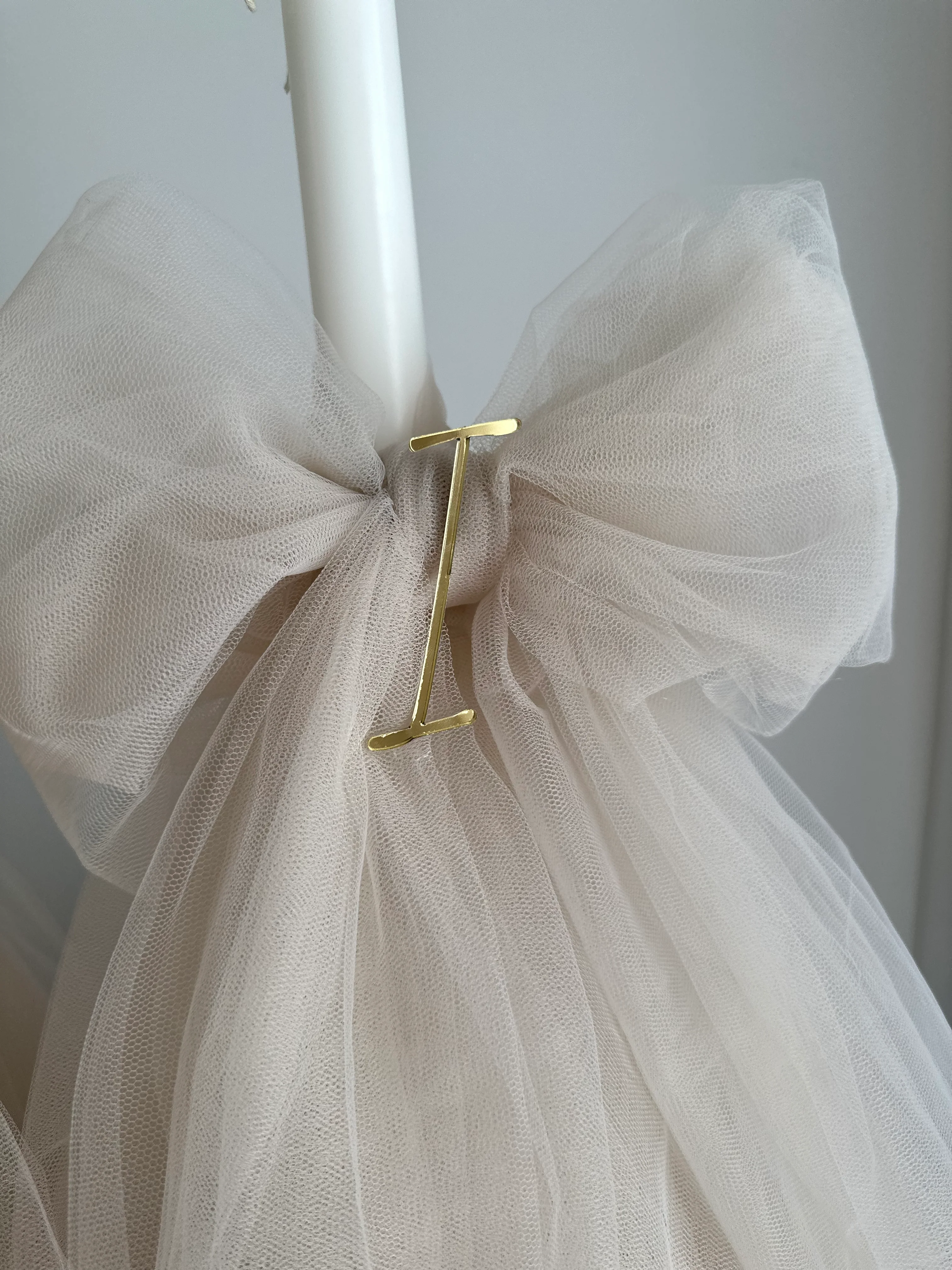 Orthodox Christening/Wedding Tulle Bow Candle | Lambatha - Image 6